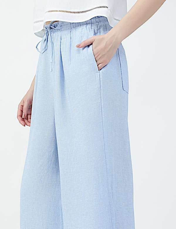 Linen Rich Plain Relaxed Fit Trousers