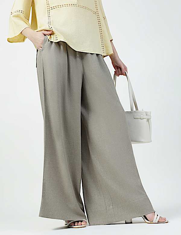 Linen Rich Plain Relaxed Fit Trousers