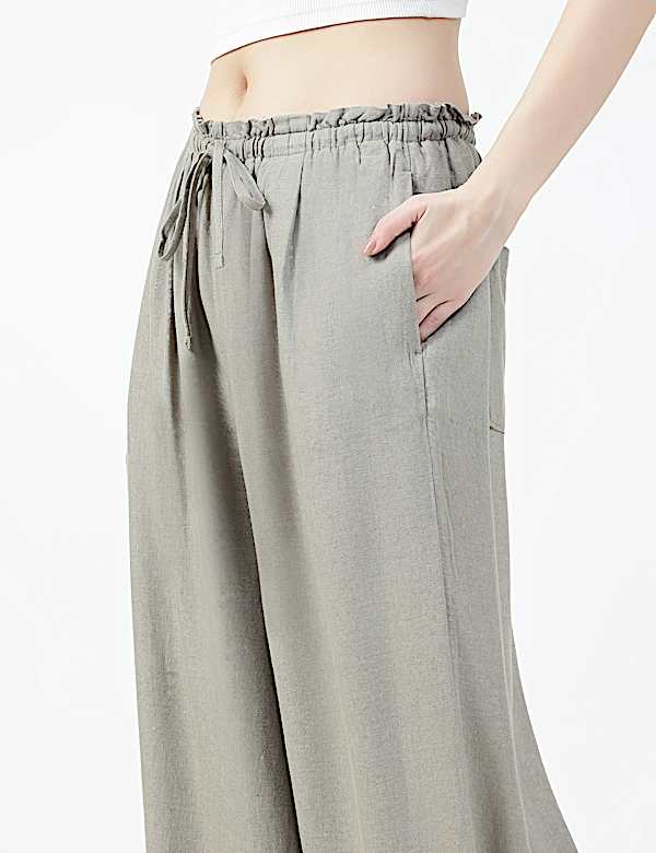 Linen Rich Plain Relaxed Fit Trousers
