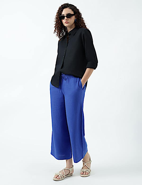 Linen Rich Striped Regular Fit Pants