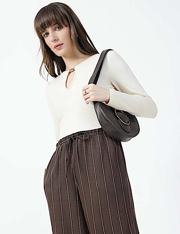Linen Rich Plain Regular Fit Trousers