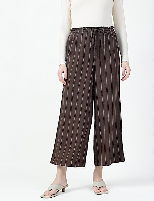 Linen Rich Plain Regular Fit Trousers