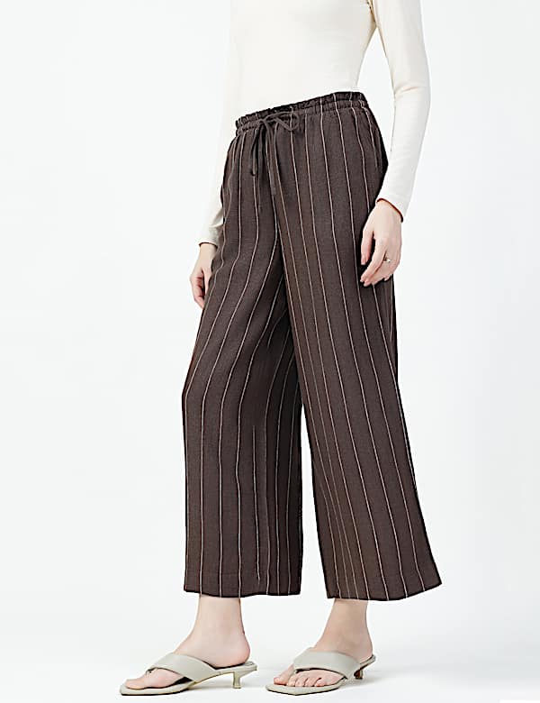 Linen Rich Plain Regular Fit Trousers