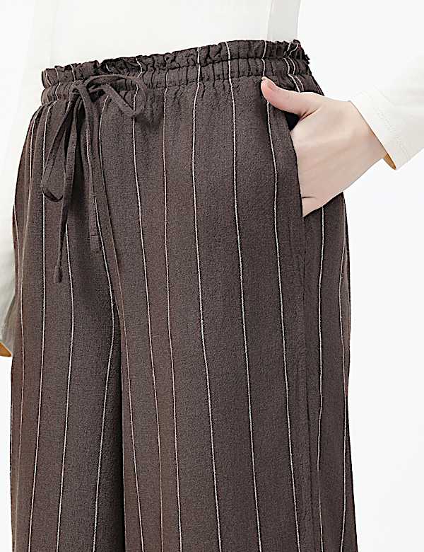 Linen Rich Plain Regular Fit Trousers