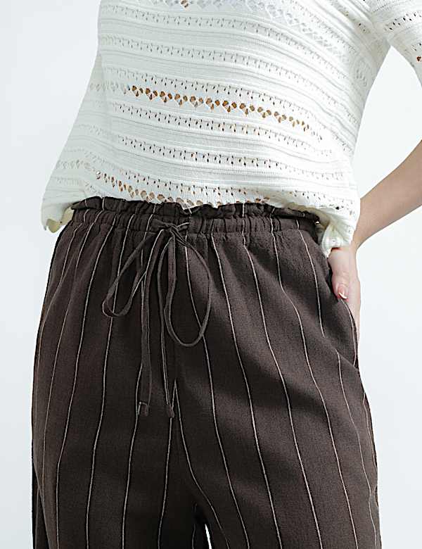 Linen Rich Striped Regular Fit Pants