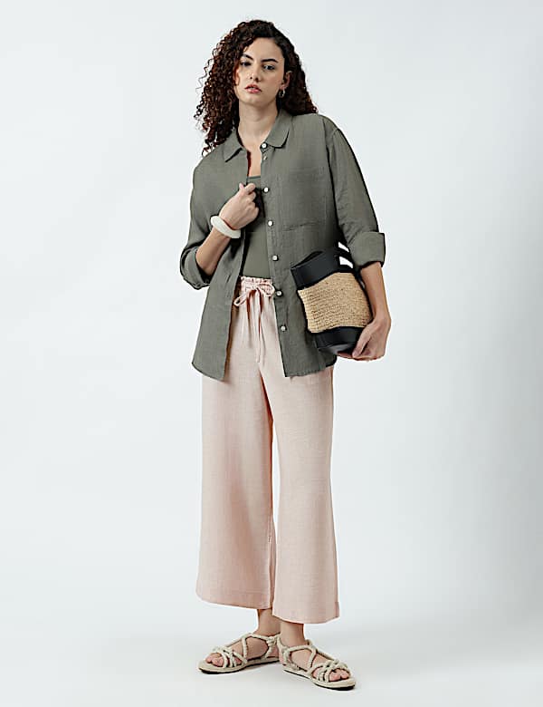 Linen Rich Striped Regular Fit Pants