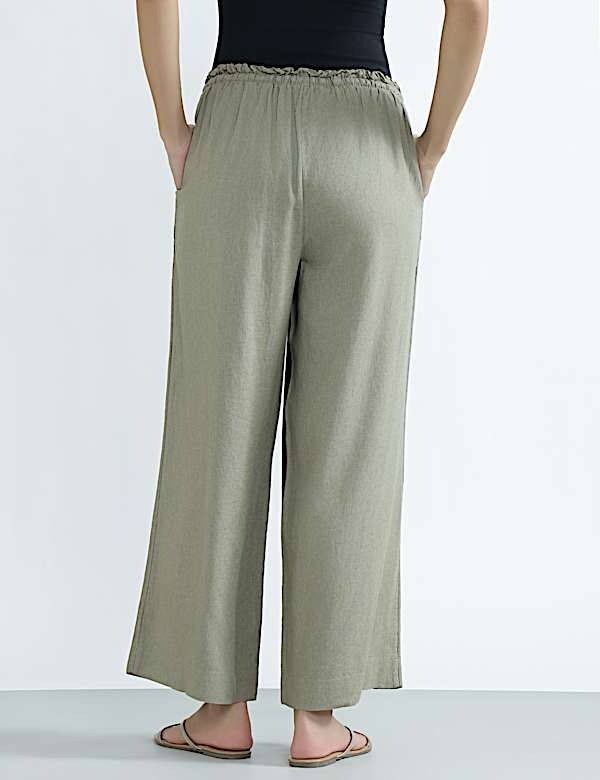 Linen Rich Plain Regular Fit Trousers