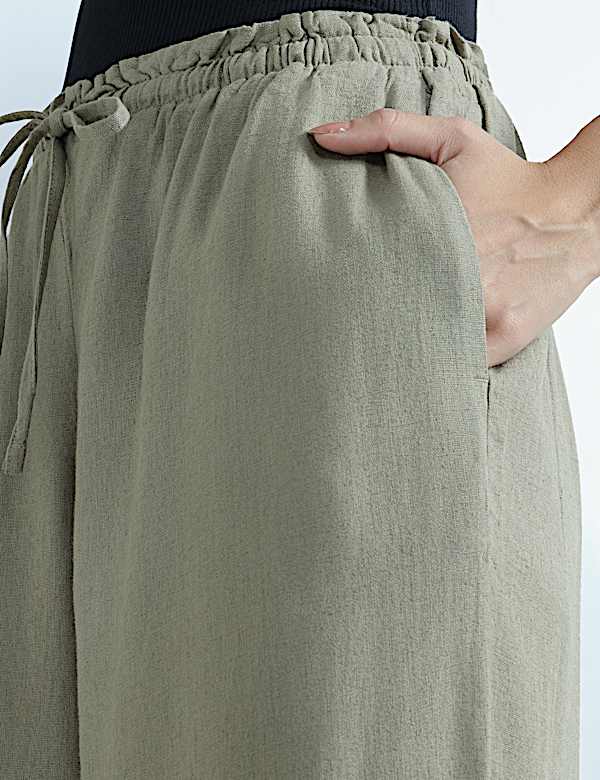 Linen Rich Plain Regular Fit Trousers