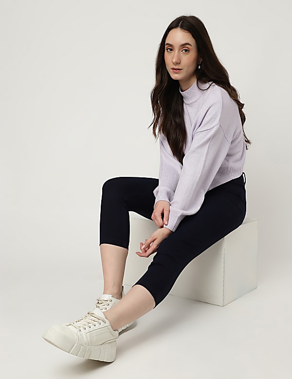 Cotton Mix Plain Slim Fit Jeggings