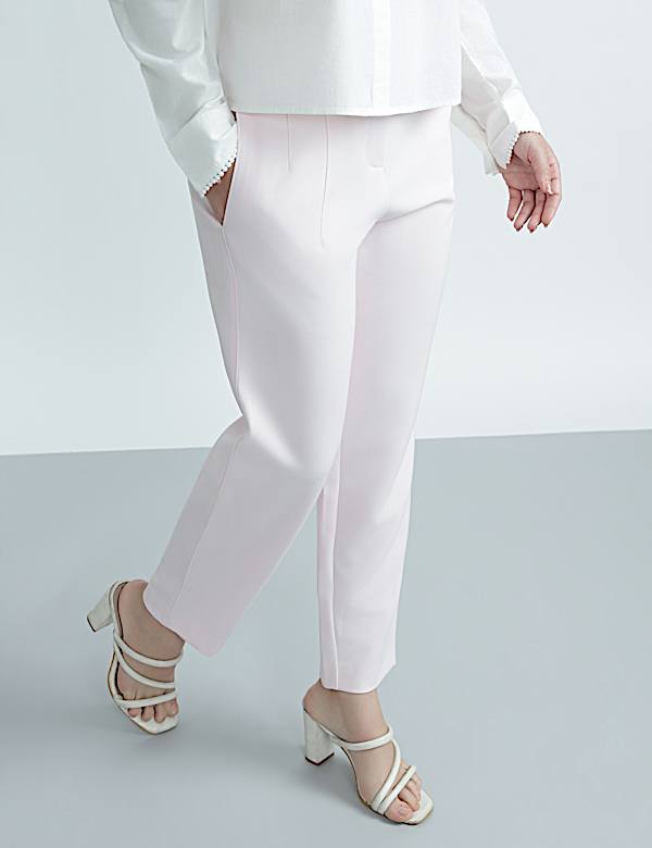 High Waisted Pleat Front Tapered Trousers