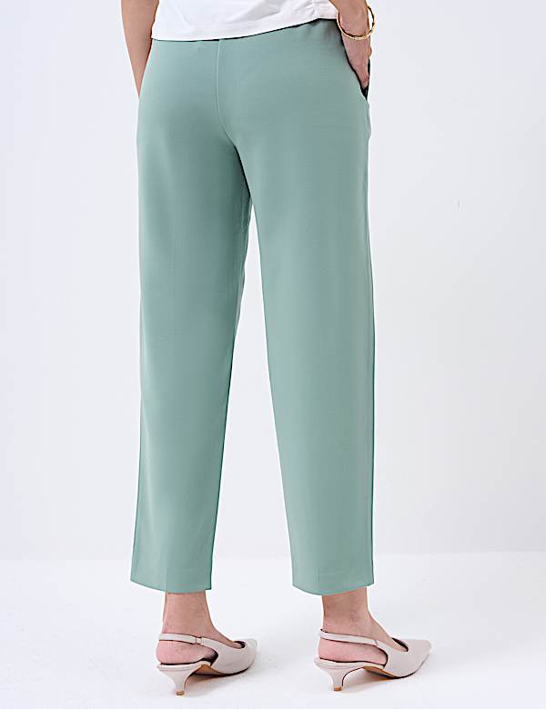 High Waisted Pleat Front Tapered Trousers