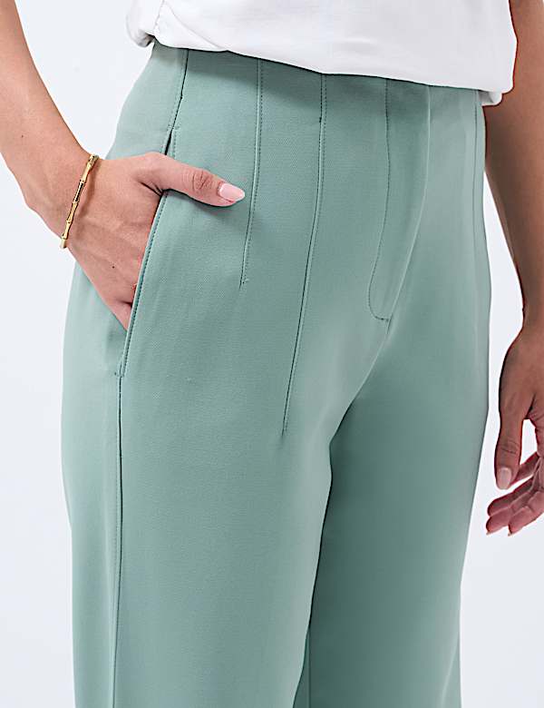 High Waisted Pleat Front Tapered Trousers