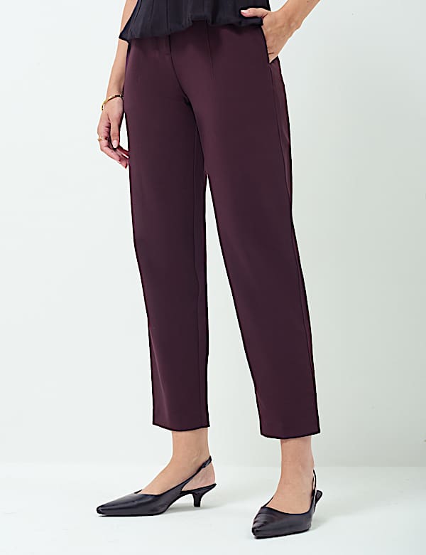 High Waisted Pleat Front Tapered Trousers