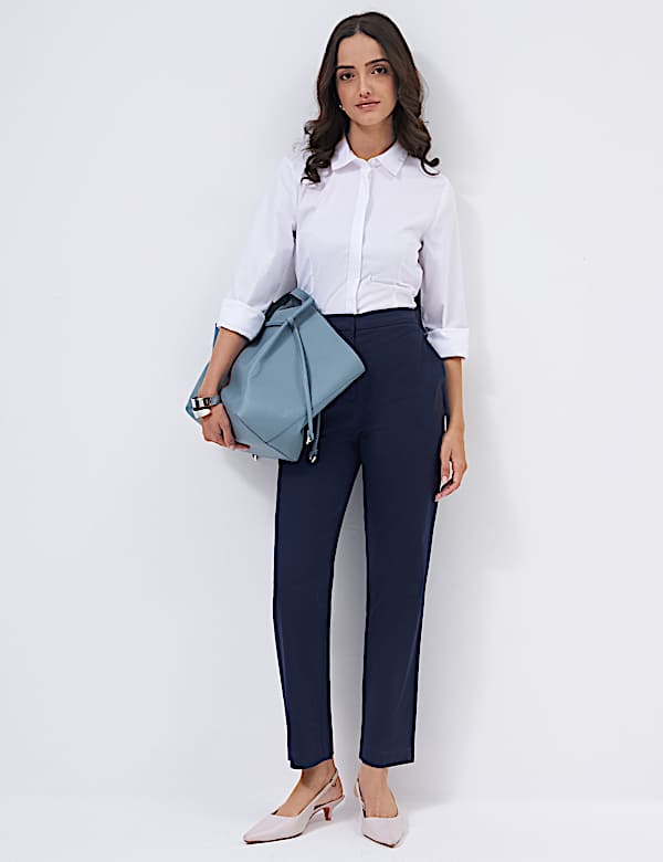 Cotton Rich Slim Fit Ankle Grazer Trousers