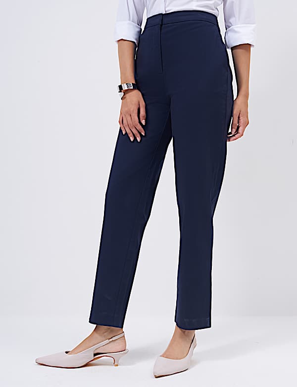 Cotton Rich Slim Fit Ankle Grazer Trousers