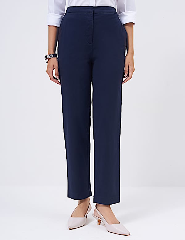 Cotton Rich Slim Fit Ankle Grazer Trousers