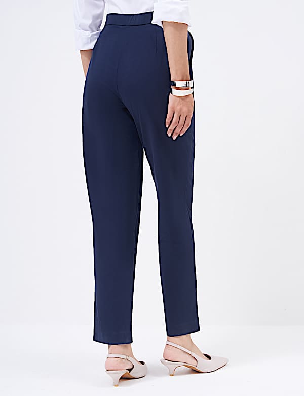 Cotton Rich Slim Fit Ankle Grazer Trousers