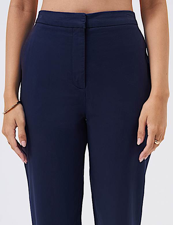 Cotton Rich Slim Fit Ankle Grazer Trousers