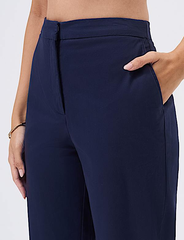 Cotton Rich Slim Fit Ankle Grazer Trousers