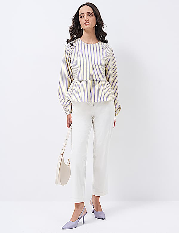Cotton Rich Slim Fit Ankle Grazer Trousers