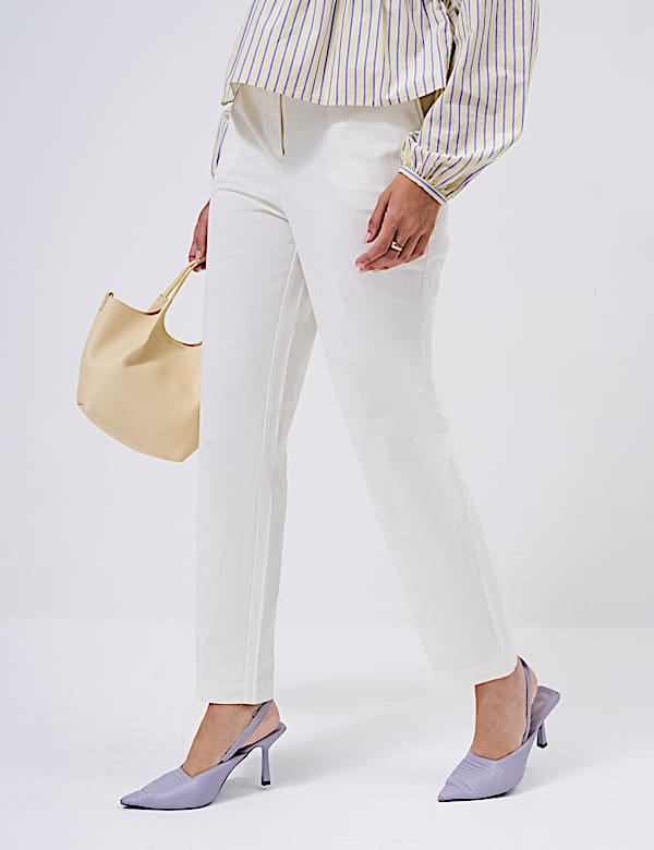 Cotton Rich Slim Fit Ankle Grazer Trousers