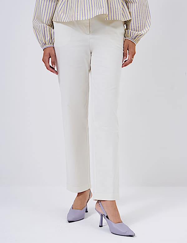 Cotton Rich Slim Fit Ankle Grazer Trousers