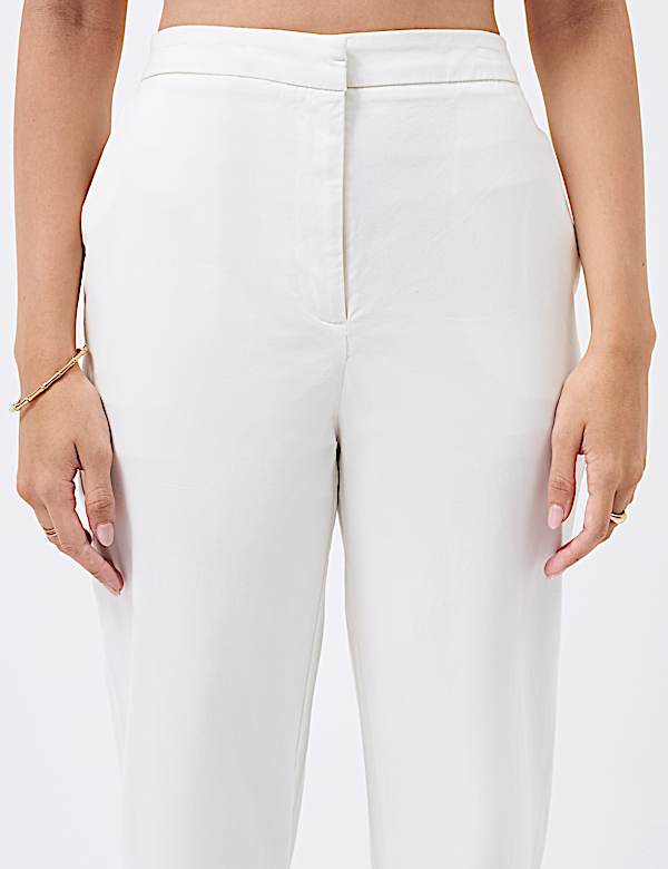 Cotton Rich Slim Fit Ankle Grazer Trousers