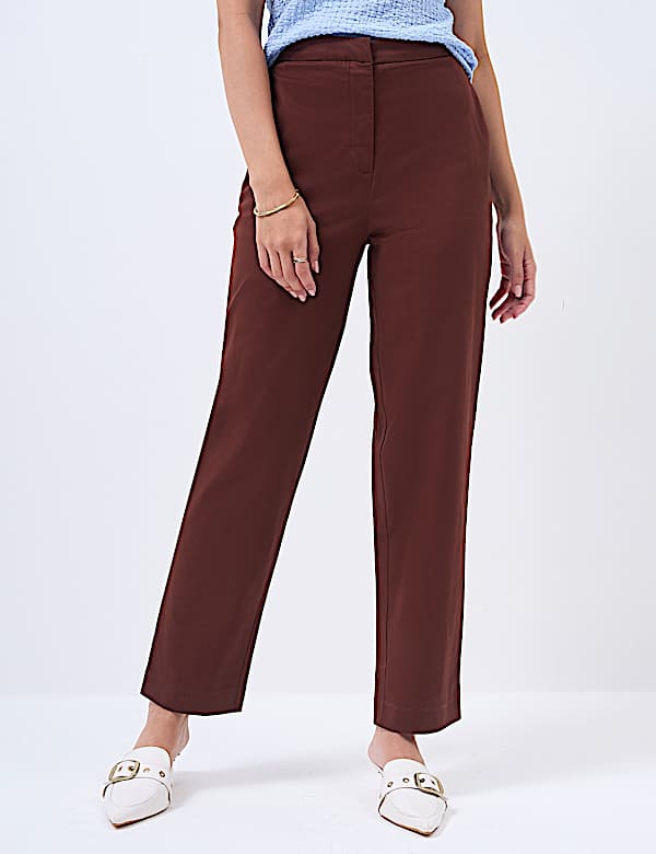 Cotton Rich Slim Fit Ankle Grazer Trousers
