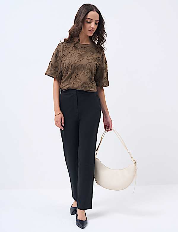 Cotton Rich Slim Fit Ankle Grazer Trousers