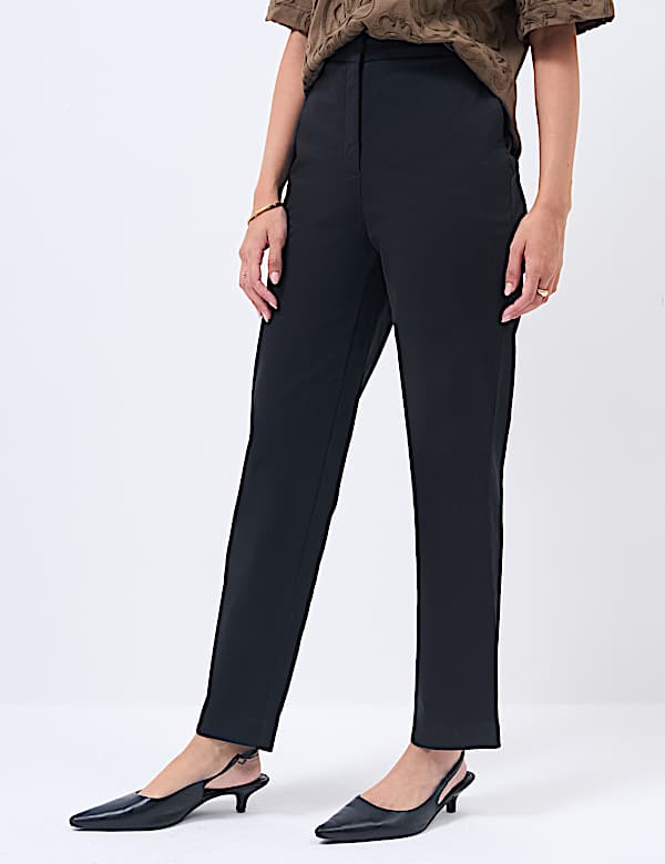 Cotton Rich Slim Fit Ankle Grazer Trousers