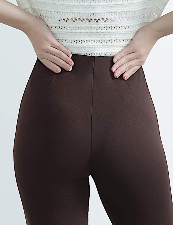 Slim Fit Pleat Front Flared Trousers