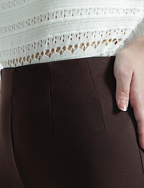 Slim Fit Pleat Front Flared Trousers