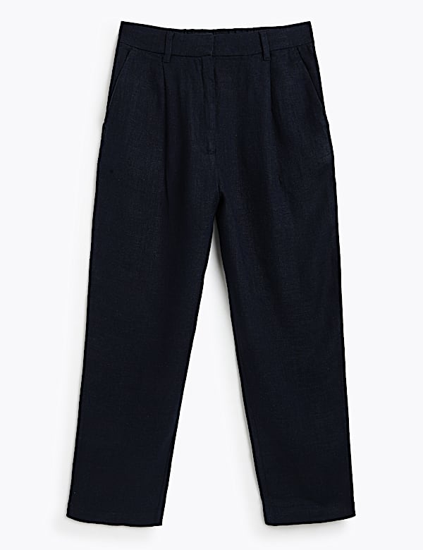Linen Rich Pleat Front Cropped Trousers