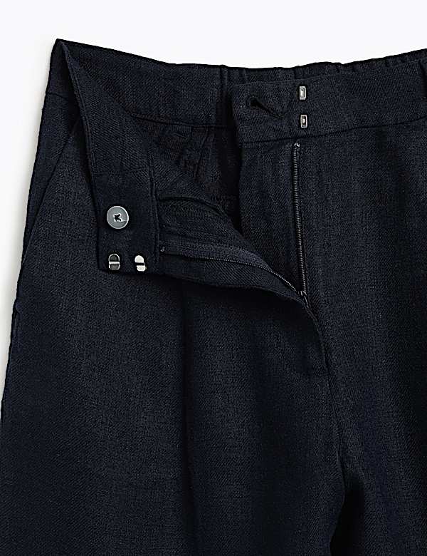 Linen Rich Pleat Front Cropped Trousers