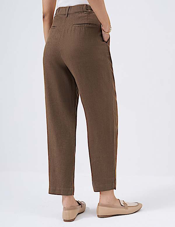 Linen Rich Pleat Front Cropped Trousers