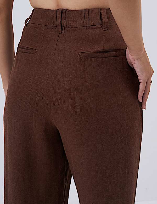 Linen Rich Pleat Front Cropped Trousers