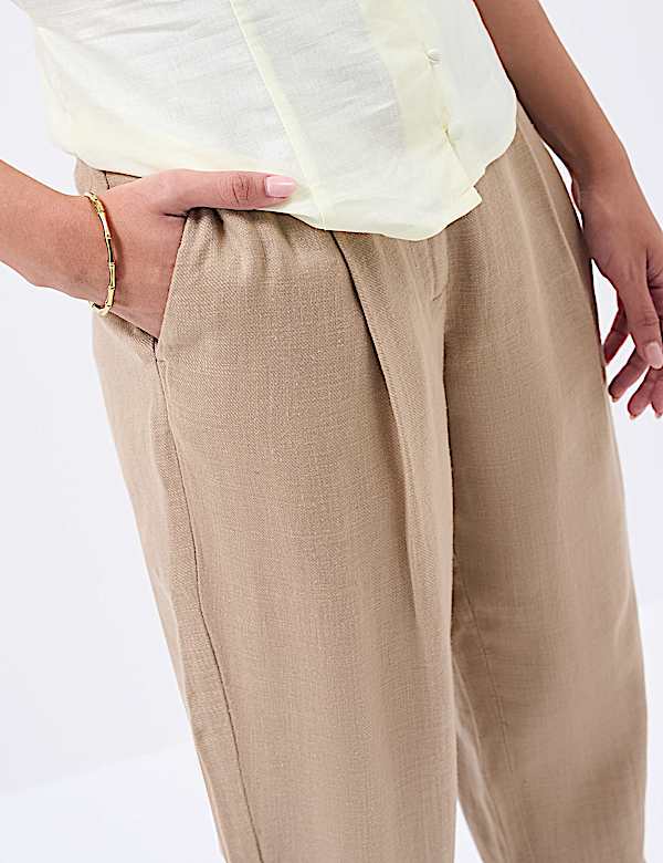 Linen Rich Pleat Front Cropped Trousers