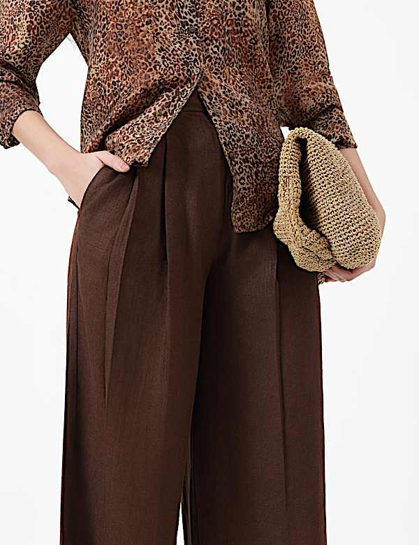 Linen Rich Textured Regular Fit Trousers