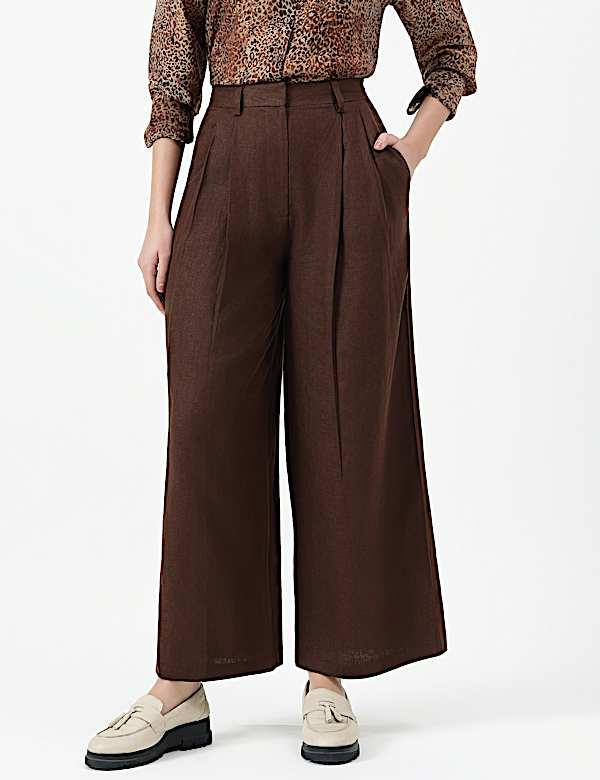 Linen Rich Textured Regular Fit Trousers