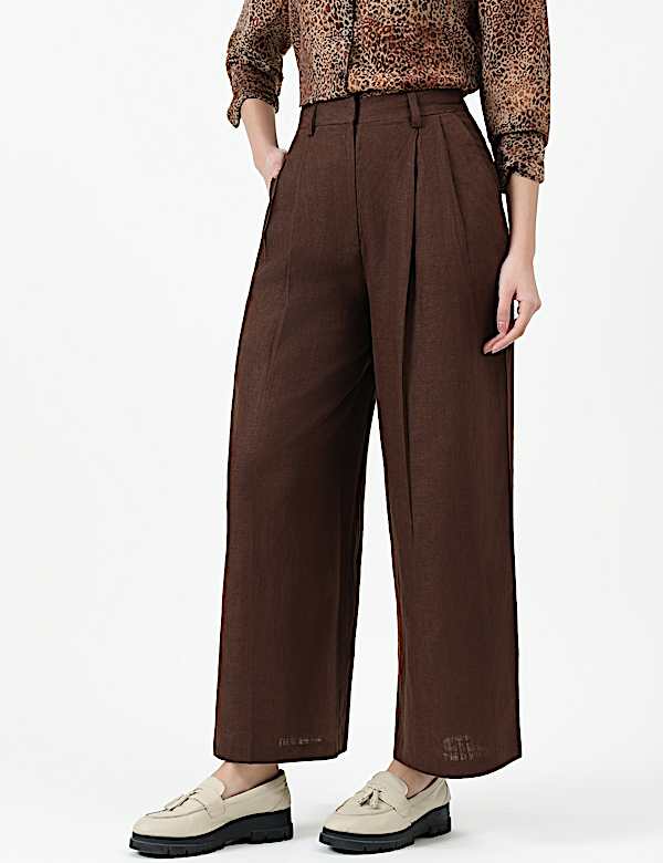 Linen Rich Textured Regular Fit Trousers
