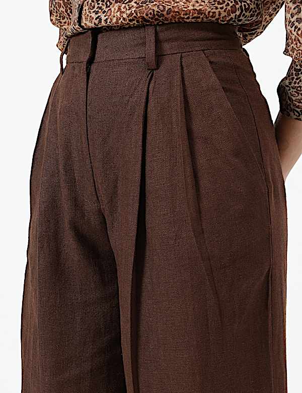 Linen Rich Textured Regular Fit Trousers