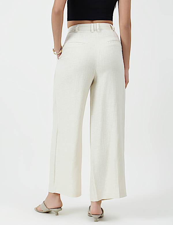 Linen Rich Textured Regular Fit Trousers