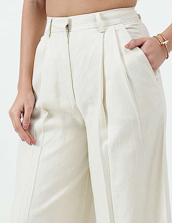 Linen Rich Textured Regular Fit Trousers