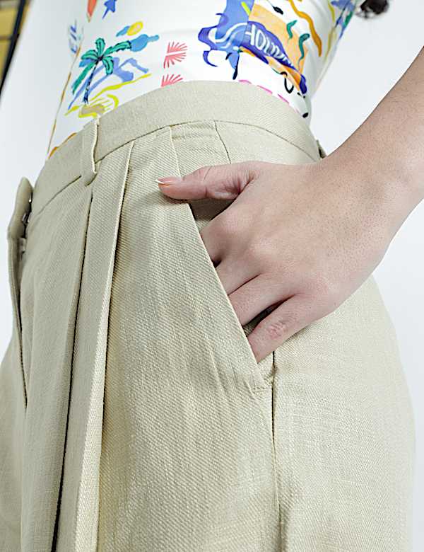 Linen Rich Textured Regular Fit Trousers