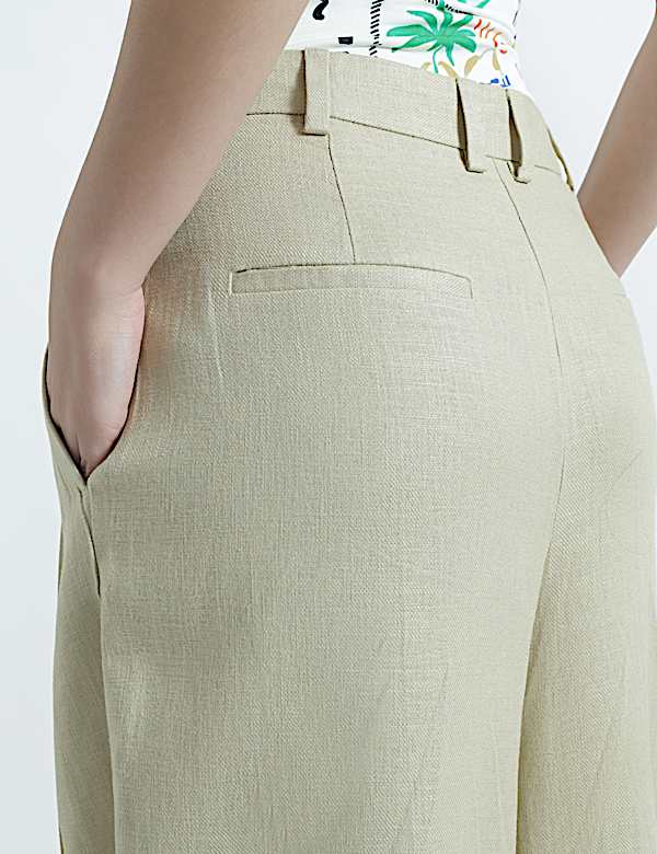 Linen Rich Textured Regular Fit Trousers