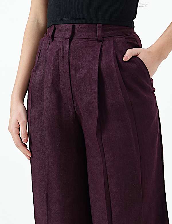 Linen Rich Textured Regular Fit Trousers