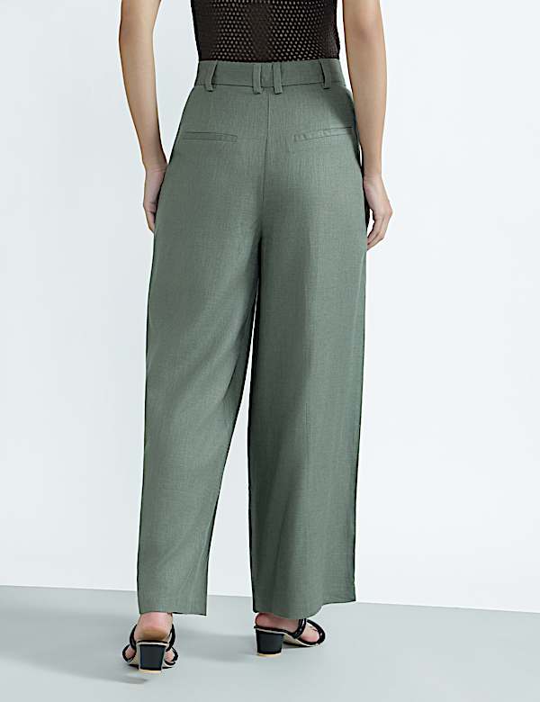 Linen Rich Textured Regular Fit Trousers