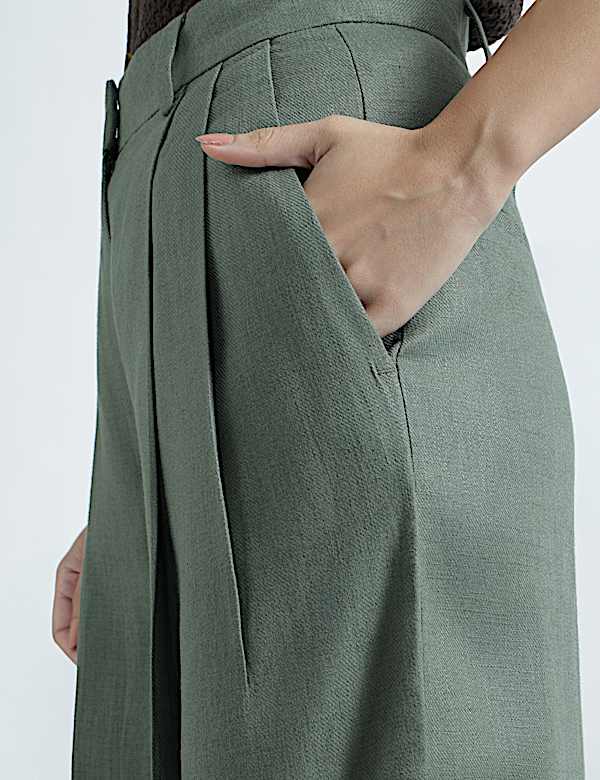 Linen Rich Textured Regular Fit Trousers