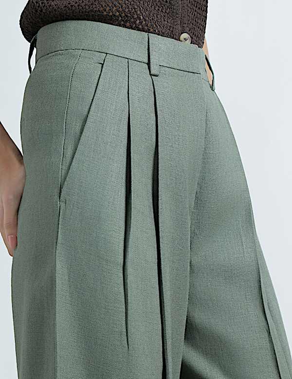 Linen Rich Textured Regular Fit Trousers