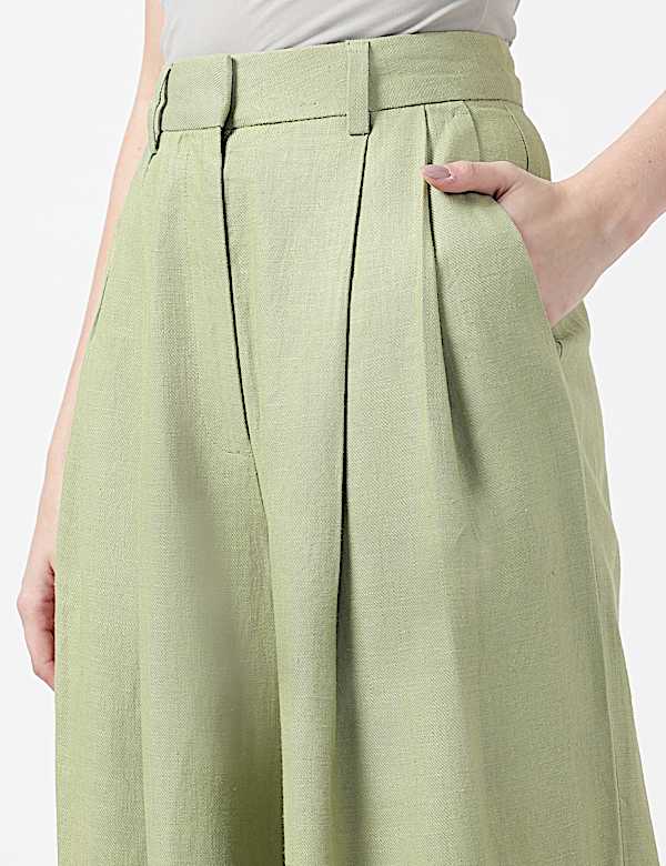 Flax Mix Plain Regular Fit Trousers